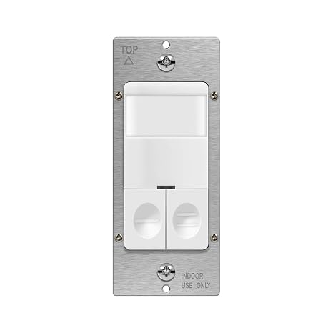 TOPGREENER Dual Load Motion Sensor Switch, PIR Sensor Light and Fan Switch | Occupancy & Vacancy Sensor Switch, No Neutral Wire, Need Ground Wire, 150W LED/CFL, 1/4HP, Single Pole, UL Listed, White