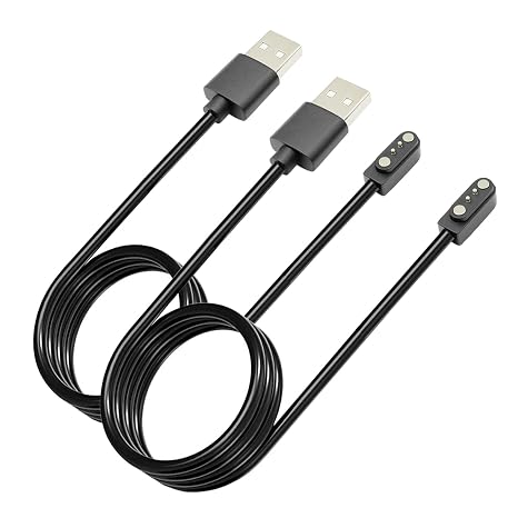 Charger Compatible with VeryFitPro, Fitpolo, Tozo, and YAMAY Smartwatches Including Models SW025, Letsfit ID205L, Replaceable Magnetic USB Cable, Smart Watch Fast Charging Cable (2, Black)