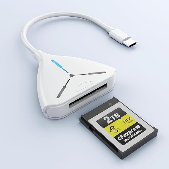 CFexpress Type B Card Reader, USB 3.2 Gen 2 CF Memory Card Reader with USB C Connector, 10Gbps Fast Tansfer Card Reader for CF Express Type B Card Compatible with Mac OS/Linux/Windows/Chrome OS