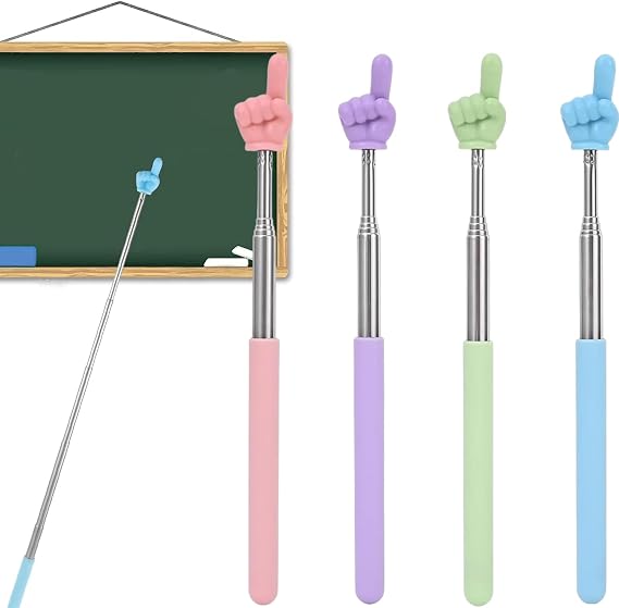 Telescopic Teacher Pointer,4 PCS Extendable Pointer Stick,Retractable Hand Pointer,Finger Pointer Stick for Teachers,Conference,Training,Speeches