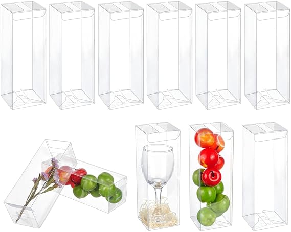 NBEADS 24 Pcs Small Clear Favor Boxes, 6x6x18cm Transparent PET Box Clear Plastic Party Boxes Small Gift Box for Candy Chocolate Christmas Birthday Wedding Shower Party