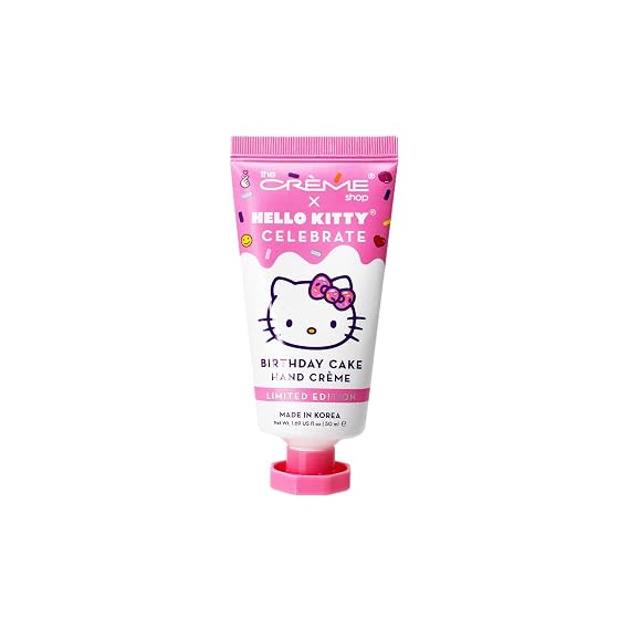 The Creme Shop x Sanrio Hello Kitty Moisturizing Hand Creme - Indulgent Shea Butter and Vitamin E Formula for Soft Smooth Hands (Birthday Cake)