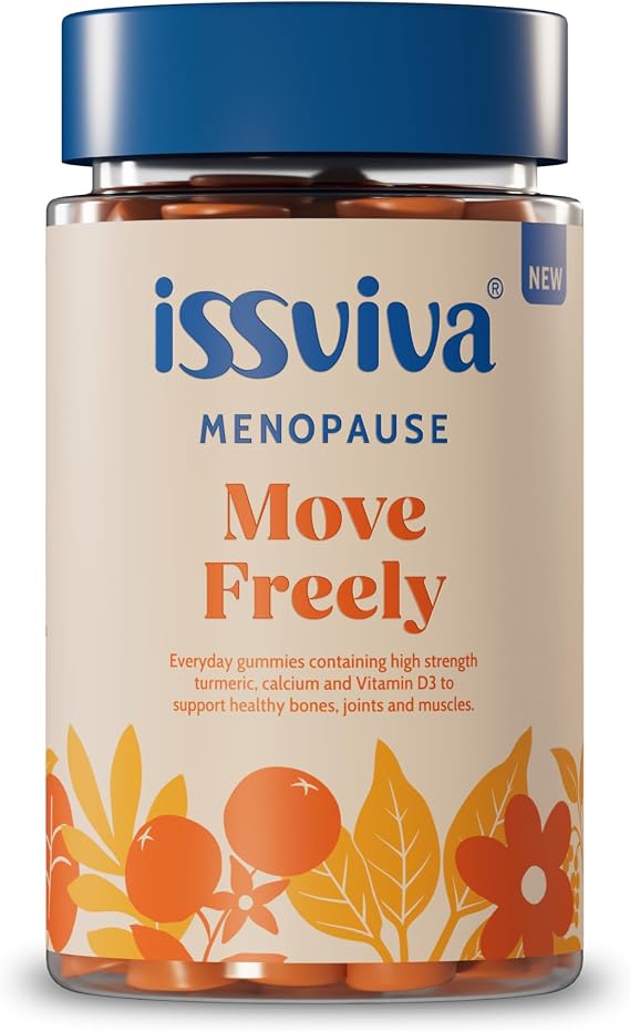 Issviva Menopause Joint & Bone Support Gummies | Vegan Orange Flavour | Turmeric + Black Pepper + Calcium + Vitamin D3 | Anti-Inflammatory Relief for Women | 60 Gummies