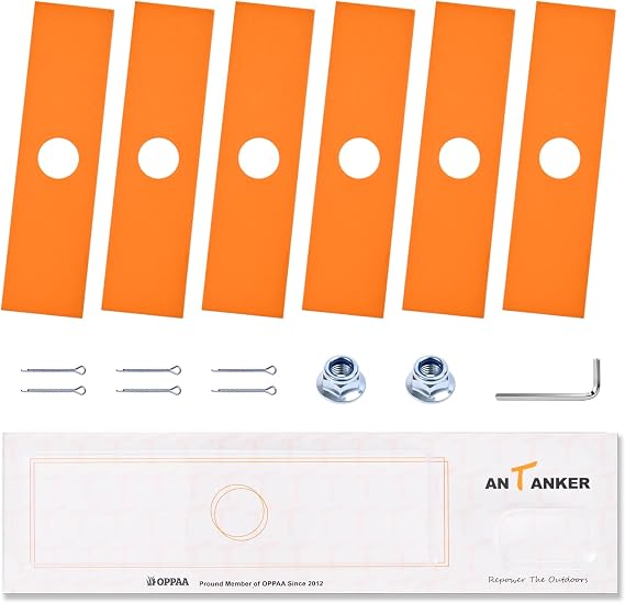 AEB0800 Edger Blade Replacement for EGO Power&Multi-Head System, Heavy Duty Steel Blade Mounting Hardware Compatible with EGO 56V Edger EA0800 ME0801 ME0800, with Cotter Pin and Nut, 6 Pack