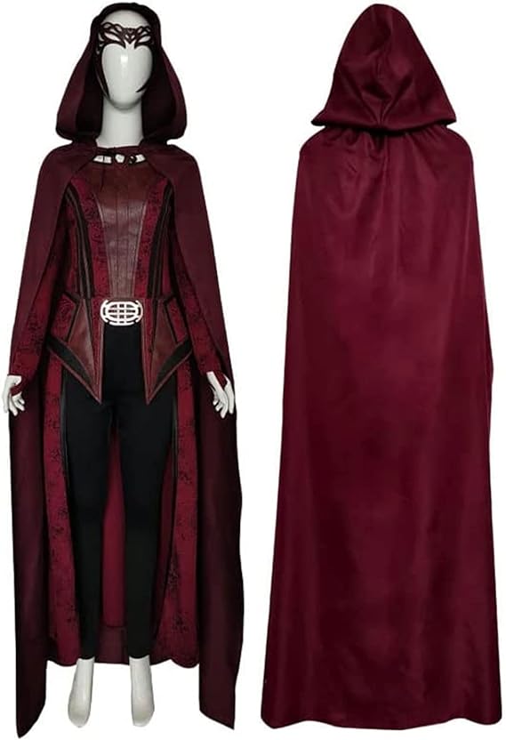 Kuberas Wanda Maximoff Costume Scarlet Witch Cosplay Costume Hooded Cloak Scarlet Witch Headpiece Halloween Outfits