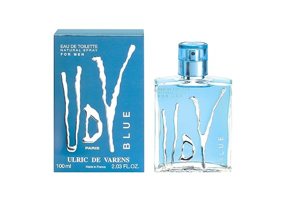 Ulric de Varens Blue Eau De Toilette for Men - Vibrant, Refreshing, Lively Scent - Fruity, Citrus Notes of Lemon, Lavender, Pineapple, and Orange Blossom-3.4 Fl Oz | Fresh Aquatic Men's Cologne with Pineapple, Lavender & Sandalwood French Made, Vegan & Cruelty-Free