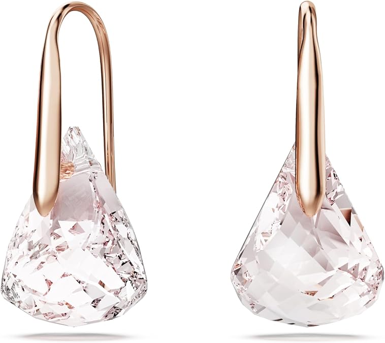 Swarovski Lunar drop earrings, Pink, Rose gold-tone finish