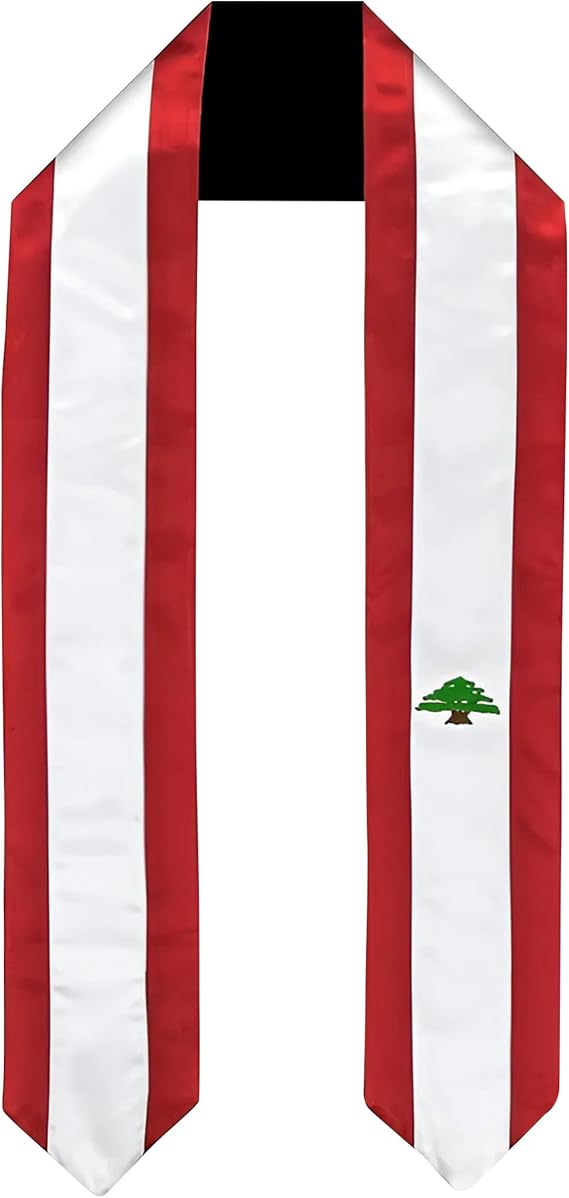 Vision Wear - Lebanon Flag Graduation Sash/Stole - Luxurious Cultural Symbol - Embrace Your Heritage - Pride & Honor Sash