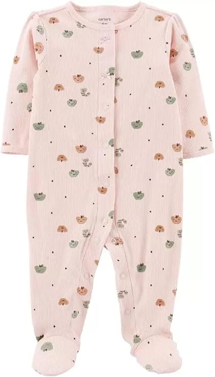 Carter's Girls' 1-Piece 100% Snug Fit Footie Sleeper PJs (9 Months, Happy Apple)
