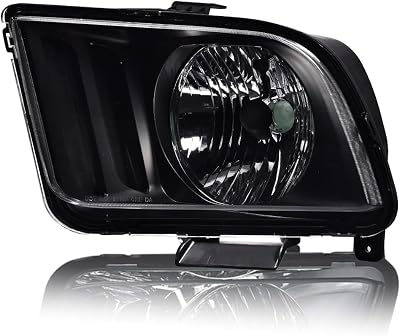 GRAND ORANGE Headlights Assembly, Compatible with 2005 2006 2007 2008 2009 Ford Mustang S197 Black Housing Headlight Replacement left