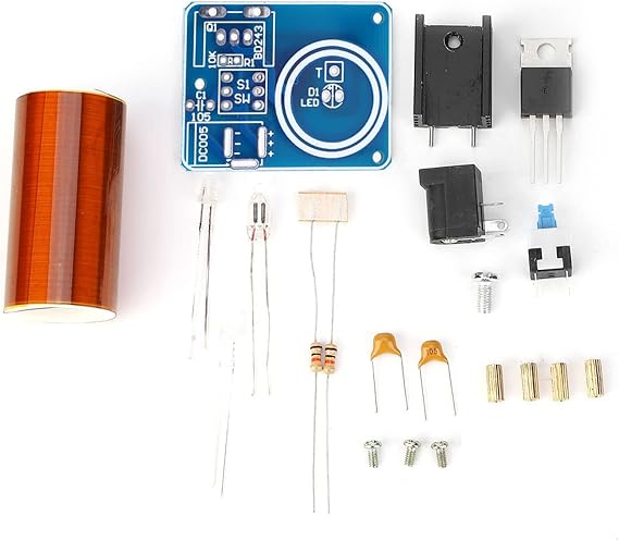 Pilipane Voltage Plasma Generator and DC12V Electrical Experiment, Mini for tes1a Coil Personally Constructed Kit with Remote LED Spark Module, for tes1a transmissions Experiment (Parts)