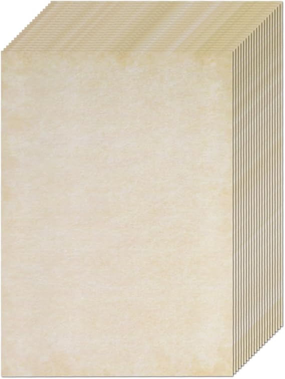 70 Sheets Vintage Paper, Writing Letter Papers, DIN A4 Vintage Craft Document Certificate Papers, Old Looking Antique Similar to Parchment Paper for Writing Printing DIY Letters(Light Yellow)