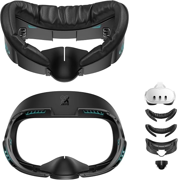 AMVR FC1 Face Pad Facial Interface Compatible with Meta Quest 3 Accessories, with PU Leather and ice Silk face Cover, NOT Compatible with Meta Quest 3S [Video Game]