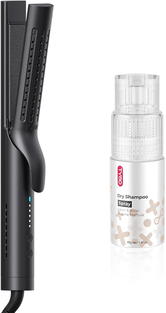TYMO Airflow 2.0 Curling Iron & Dry Shampoo, Hair Curling Wand + Oil Control Dry Shampoo Powder for Women, Volumizing Curl Styling Kit for Oily & Flat Hair, 2nd Day Hair Refresh Set