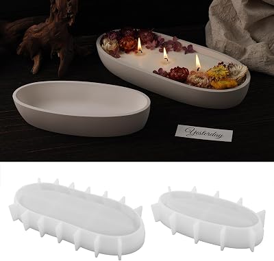 Boat Vessel Silicone Candle Mold, Handmade Elliptical Creative Storage Bowl Resin Mould, Flower Pot Vase Concrete, DIY Plaster Cement Rings Storage Tray Mold Set