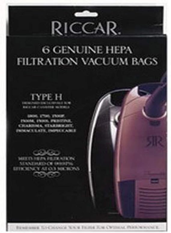 Riccar Type H Canister Vacuum HEPA Filtration Bags 6 Pack RHH-6 by Riccar