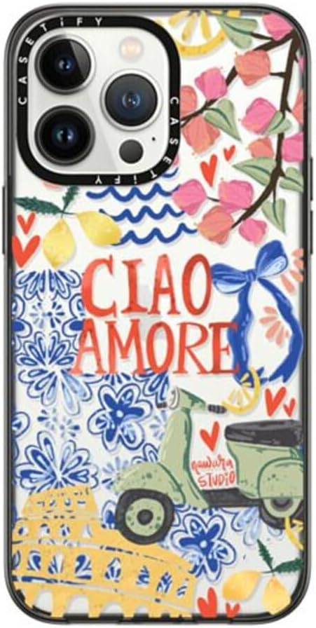 CASETiFY Compact Case for iPhone 14 Pro Max [2x Military Grade Drop Test/4ft Drop Protection] - Ciao Amore - Black