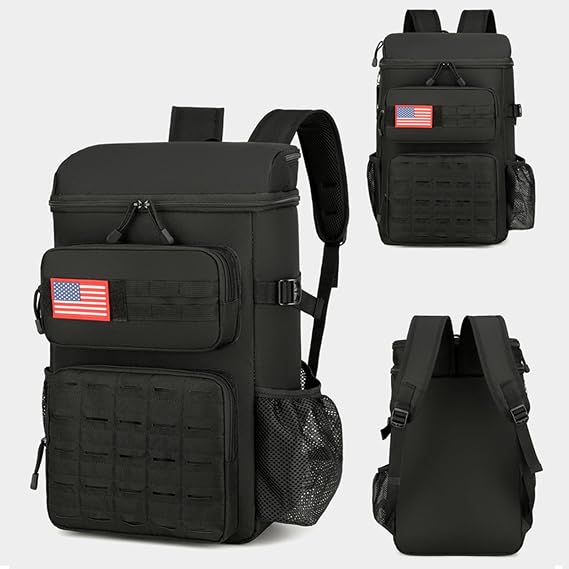 Tactical Backpack Cooler,Tactical Insulated Soft Cooler Bag Large Capacity Leakproof Back Pack,Portable Soft Cooler Bag Waterproof for Beach, Travel, Camping, Picnic, Hiking(Black)