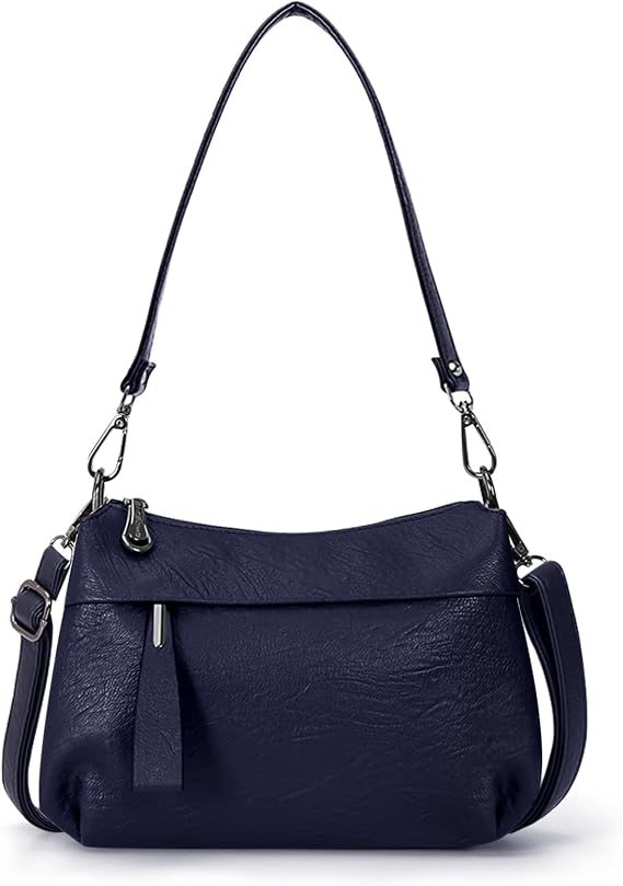 Genuine Leather Purse for Women Hobo Bag Trendy Crossbody Bag and Shoulder Bag with 2 Straps