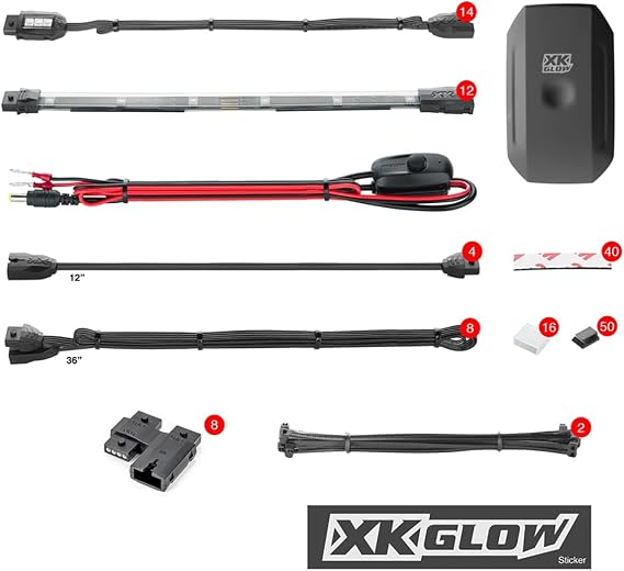 XKGLOW chrome App Control Motorcycle Professional LED Accent Light Kit - 14 Pods / 12 Strips