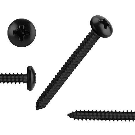 Black Oxide 100 PCS #8x2 Stainless Steel Phillips Pan Head Wood Screws,Stainless Steel 18-8 A2(304) Screw,Home Screw Kit by QISHENG
