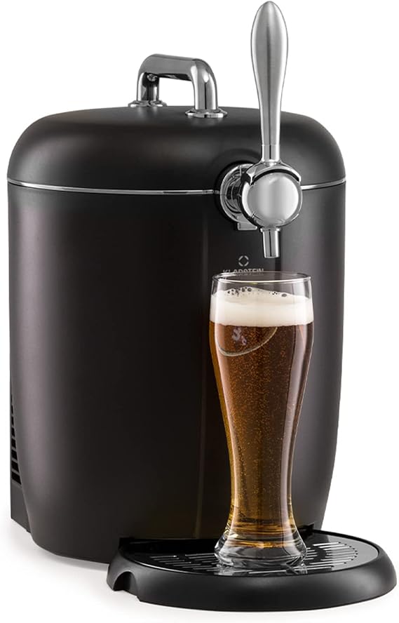 Klarstein 6L Beer Dispenser, 65W Beer Keg Machine, Quiet Pump Tap Mini Keg, 3-12°C Range, Draft Machine w/Freshness & Level Indicator LED, Draught for Home Pub Bar