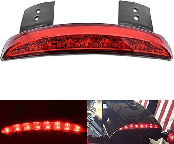 1PC Motorcycle Tail Light Chopped Rear Fender Edge LED Brake Light License Plate Light Stop Running Light for XL 883N 1200N XL1200V XL1200X (Red Shell)