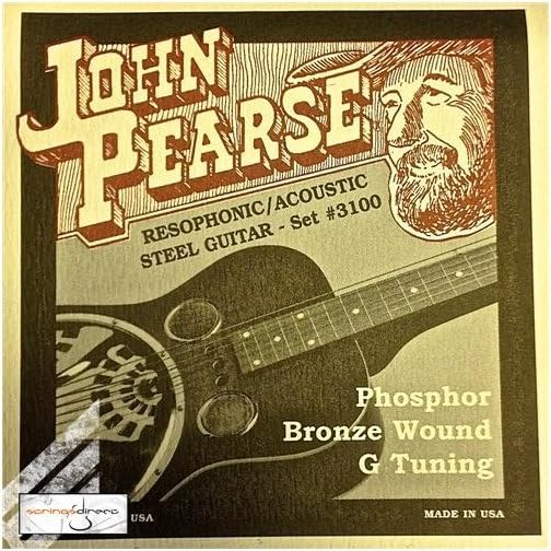 John Pearse Strings® 3100 For Resophonic/Acoustic Steel Guitar - Phosphor Bronze Wound - G-Tuning