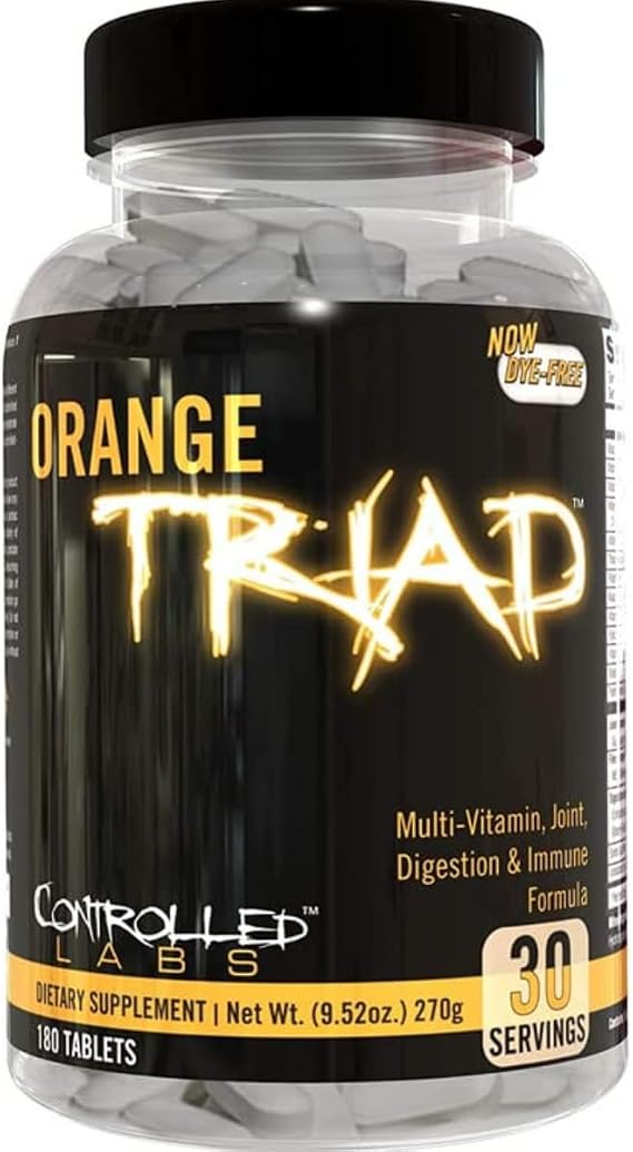CONTROLLED LABS Orange Triad, Multivitamin/Joint/Digestion/Immune, 30 Serv | Daily Supplement, Vitamin A, B6, B12, C, D, Iron Free Sports Vitamin, Supports Joints, Digestion, Immune Function, Magnesium