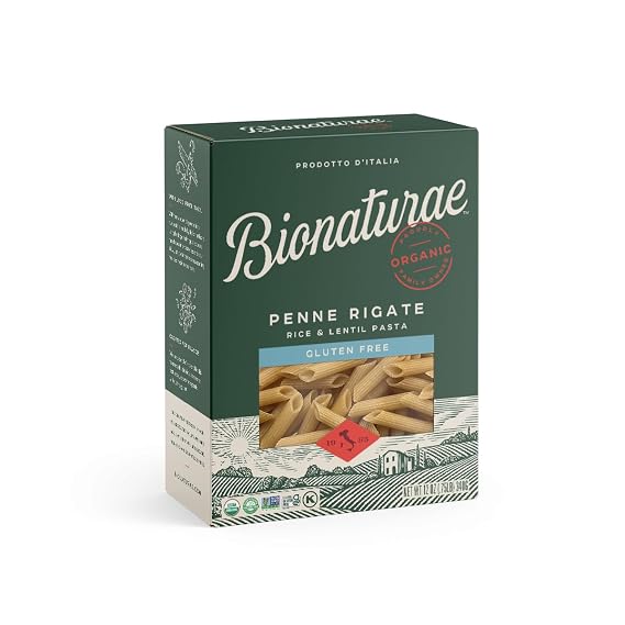 Bionaturae Penne Rigate Pasta Noodles, Gluten Free Pasta Organic, 12 Oz