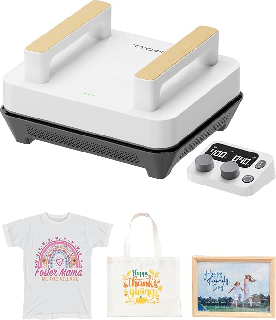 xTool Heat Press Machine with Control Pod, 4 Presets & 200K NTC Control | 12"*10" Portable Design, 4 Presets, 200K NTC Precise Control, For T-Shirts, Bags, Vinyl, Sublimation