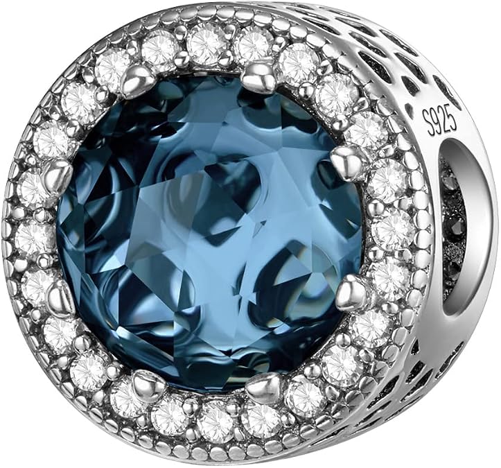 MICOO 925 Sterling Silver Sparkling Clear Charms Beads, Heart-shaped Circular Design With Cubic Zirconia Fit Pandora Original Bracelet Necklace, Gift for Women