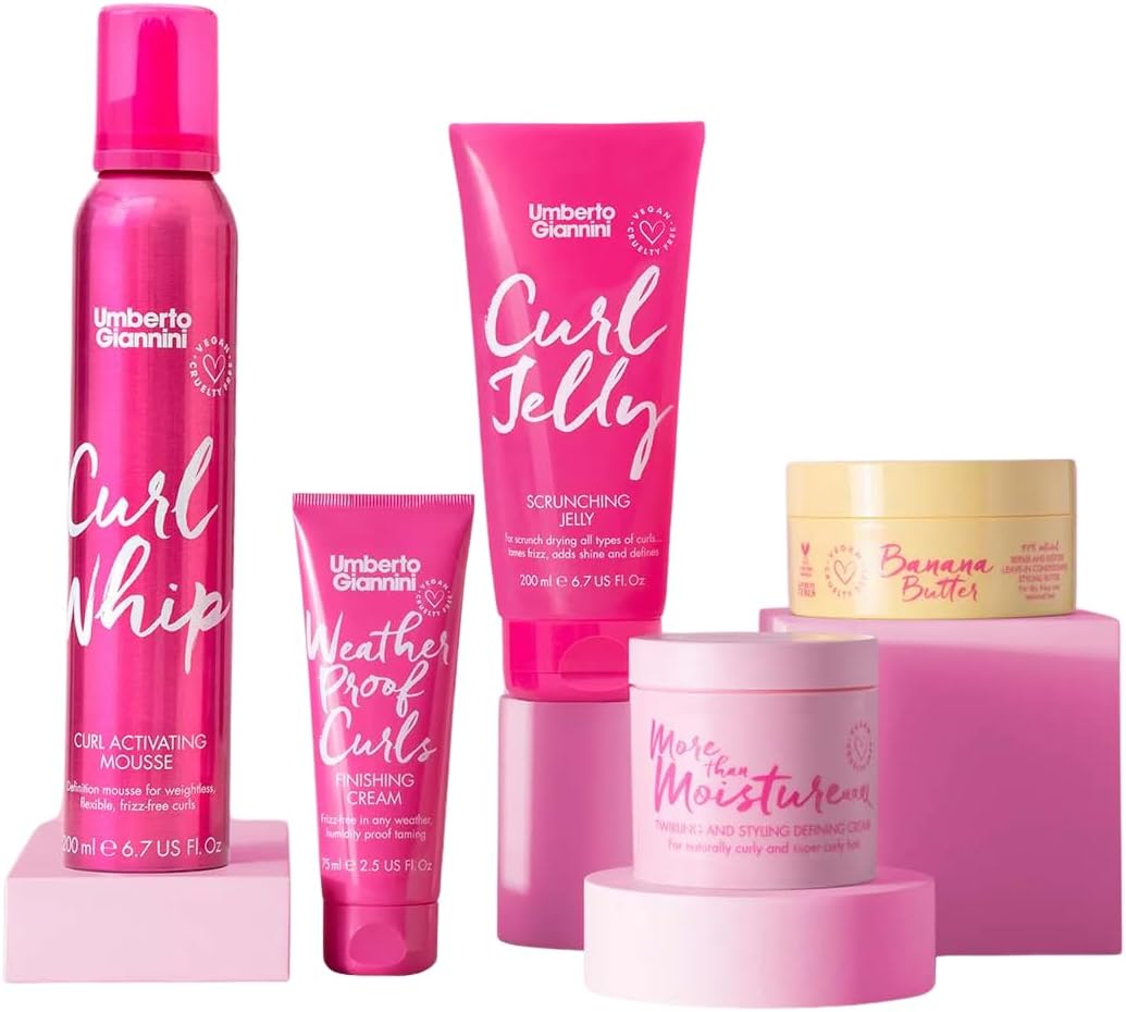 Umberto Giannini Curl Styling Kit, 5-Step Routine for Styling Wavy,Curly & Coily Hair. Defined, Frizz-Free, Soft Curls. Vegan & Cruelty-Free 5 products