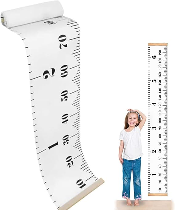 Height Chart for Children,Canvas Wall Hanging Rulers Height Measuring Rulers Kids Growth Chart Simple Triangle Height Chart Hanging for Bedroom Nursery Decoration 7.9 x 79 inch