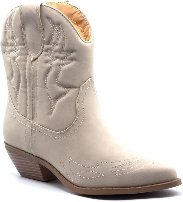 Jazame Women's Ankle High Western Cowboy Boots - Comfortable Cowgirl Boots for Women, Cow Boy Boots Womens, Embroidered, Botas
