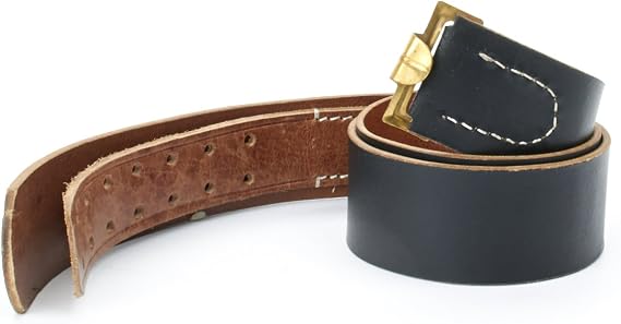 German WWII Wehrmacht Black Leather Equipment Belt- Size 40-44 (101-112cm)