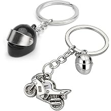 2Pcs Motorcycle & Motorcycle Helmet Keychain, Motorbike Gifts for Men and Women Mini Motorcycle Keyrings Novelty Motorcycle Gifts Metal Keychain