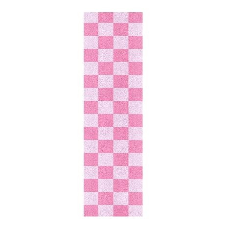 Skateboard Grip Tape Sheet 33.1 x 9.1 Inch Longboard Grip Tape Griptape Skateboard Scooter Sandpaper Griptape Checkered Pink