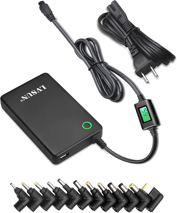 Universal Laptop Charger with LCD Display 90W, Slim AC Adapter Power Supply Cord with USB Port 5V2.1A, for Mobile|Tablet Compatible with Lenovo HP Dell Toshiba Samsung Acer Asus and Most Notebooks