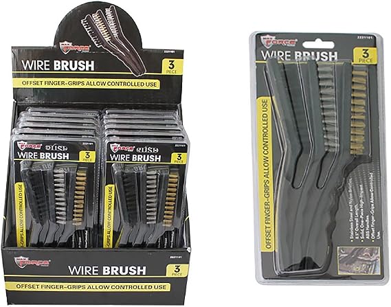 Diamond Visions Max Force 2221101 3 Piece Steel Wire and Nylon Brush Set Bundle (2 Sets of 3 Brushes)