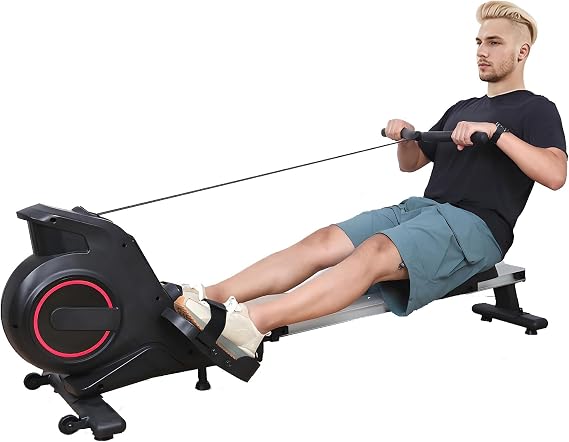 YOXIER Foldable Rowing Machine for Home - 350lb Weight Capacity, 8-Level Magnetic Resistance, Quiet Cardio Workout Machine with Tablet Holder - Compact Design for Home Gym, Apartment & Small Spaces