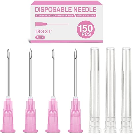TENKAWIICK 150Pack 18Ga 1 Inch Luer Lock for Industrial Dispensing Accessories | Individually Packaged,Refilling Ink