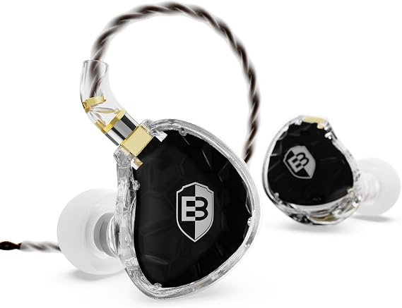 BASN ASONE 14.2mm Planar Driver Earphones with Two Detachable MMCX Cables for Musicians Drummers Bass Players Singers (Black)