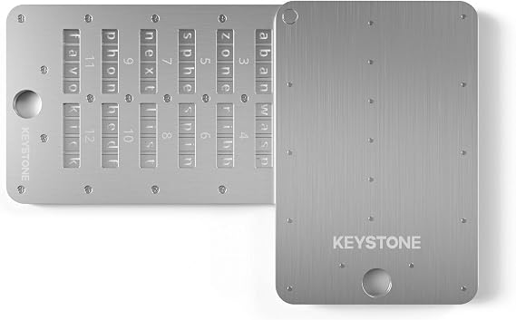 KEYSTONE Crypto Seed Storage, Crypto Steel Capsule Metal Wallet, Cold Storage Backup, 24 Words Bitcoin Key Phrase Storage, Steel Plate, Compatible with Ledger, Trezor, KeepKey (Keystone Tablet Plus)