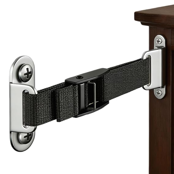 Furniture Anchors, 2 Sets, Anti Tip Wall Anchors for Baby Proofing | Adjustable Anti Tip Straps,Removable Earthquake Straps Securing 500Lbs,Dresser Anchors for Baby Proofing