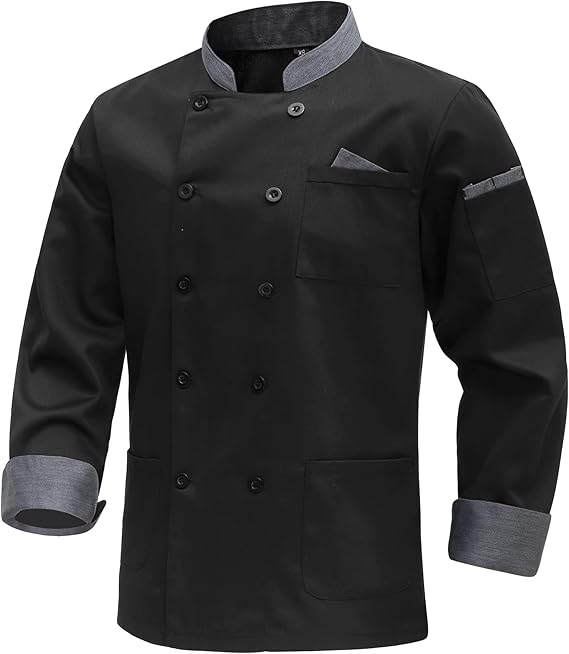 Chef Jacket Mens Professional Chef Jacket Long Sleeve Chef Uniform for Men Women Food Service Chefs Jacket with Buttons