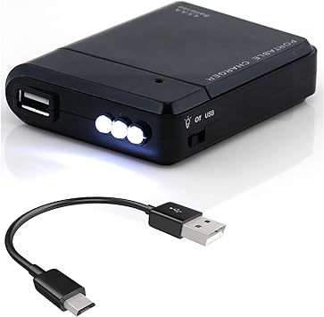 Portable AA Battery Travel Charger for BlackBerry Aristo and Emergency Re-Charger with LED Light! (Takes 4 AA Batteries) [Black]