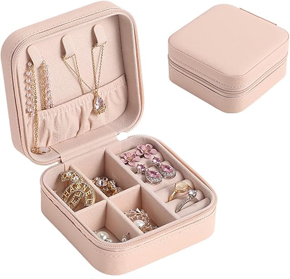 Mini Jewelry Travel Case,Small Travel Jewelry Organizer,Travel Portable Jewelry Case for Ring, Pendant, Earring, Necklace, Bracelet Organizer Storage Holder Boxes