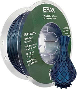 EPAX 1.75mm Fast PETG 3D Printer Filament Burnt Titanium, High Speed PETG 3D Printing Filament, Dimensional Accuracy +/- 0.03 mm, 1KG Spool, Deep Space/Burnt Titanium