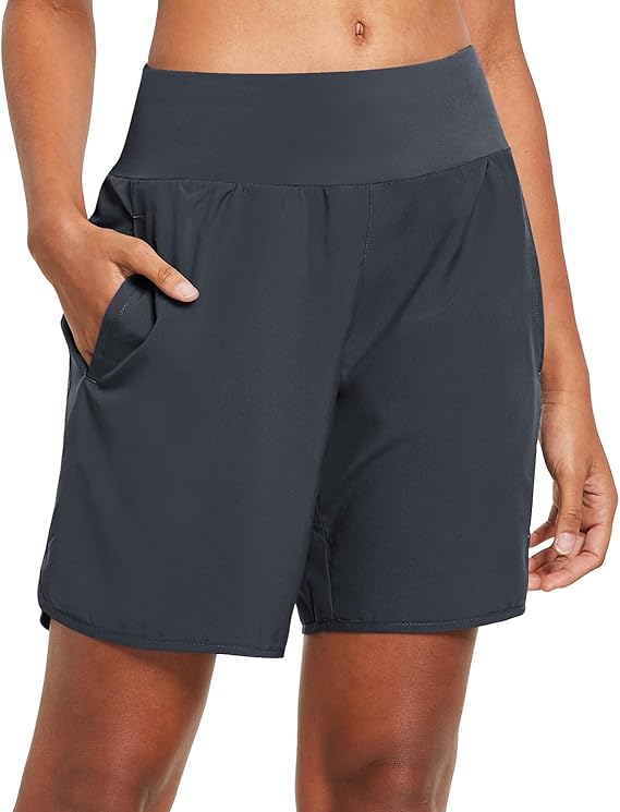 baleaf Women's 7" Running Athletic Shorts with Liner Workout Zipper Pocket